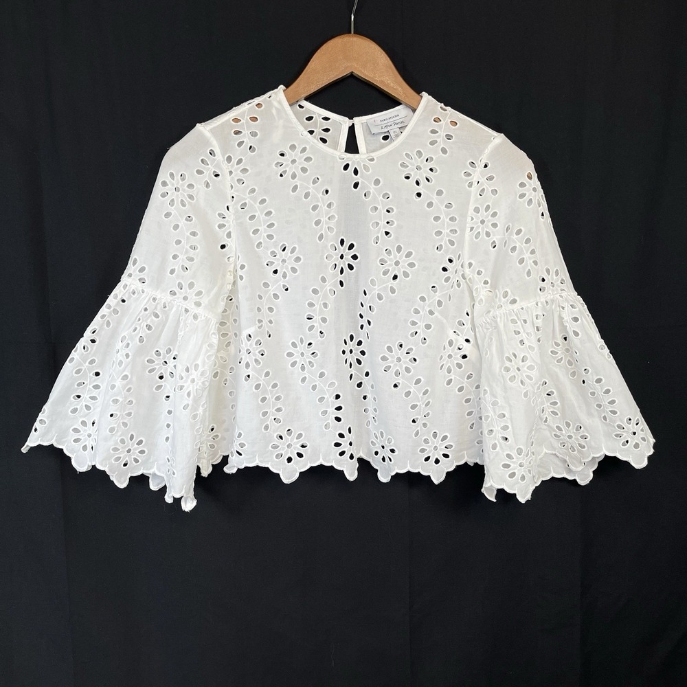 & Other Stories Womens Coquette Eyelet Top Sz 0 White Fairy Cottagecore Feminine